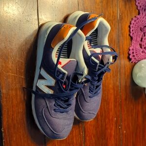 New Balance 574 Size 10.5 Blue Canvas Shoes
